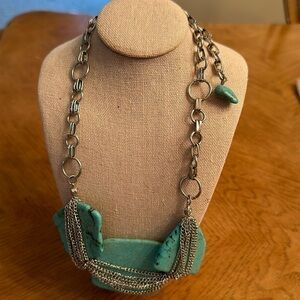 Turquoise Stone necklace, silver color